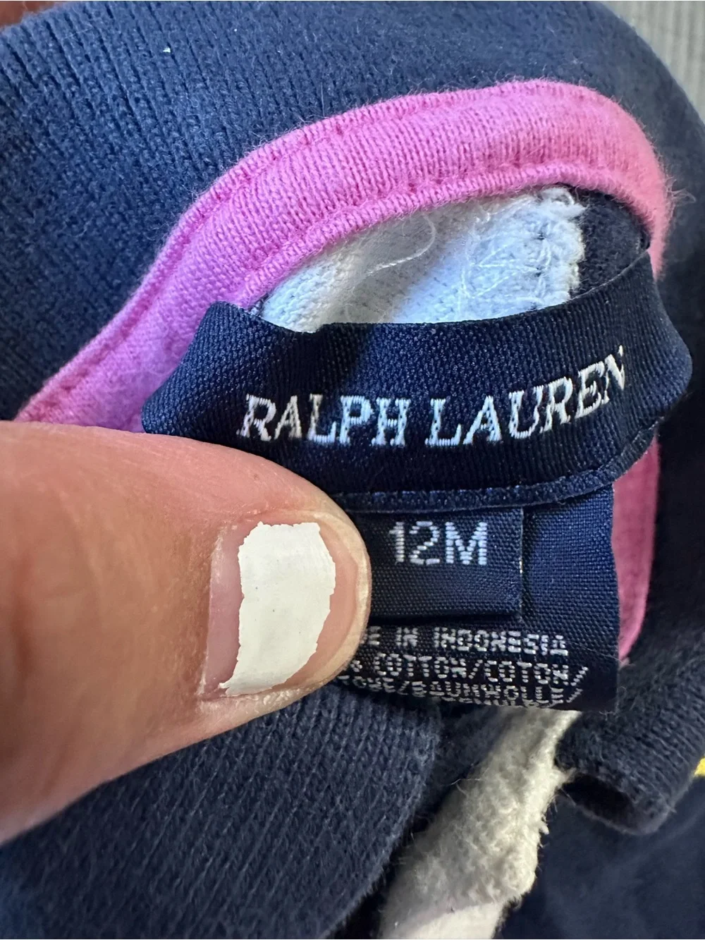 Ralph Lauren Girls' Multi-Color Polo Dress - Pink/White/Navy